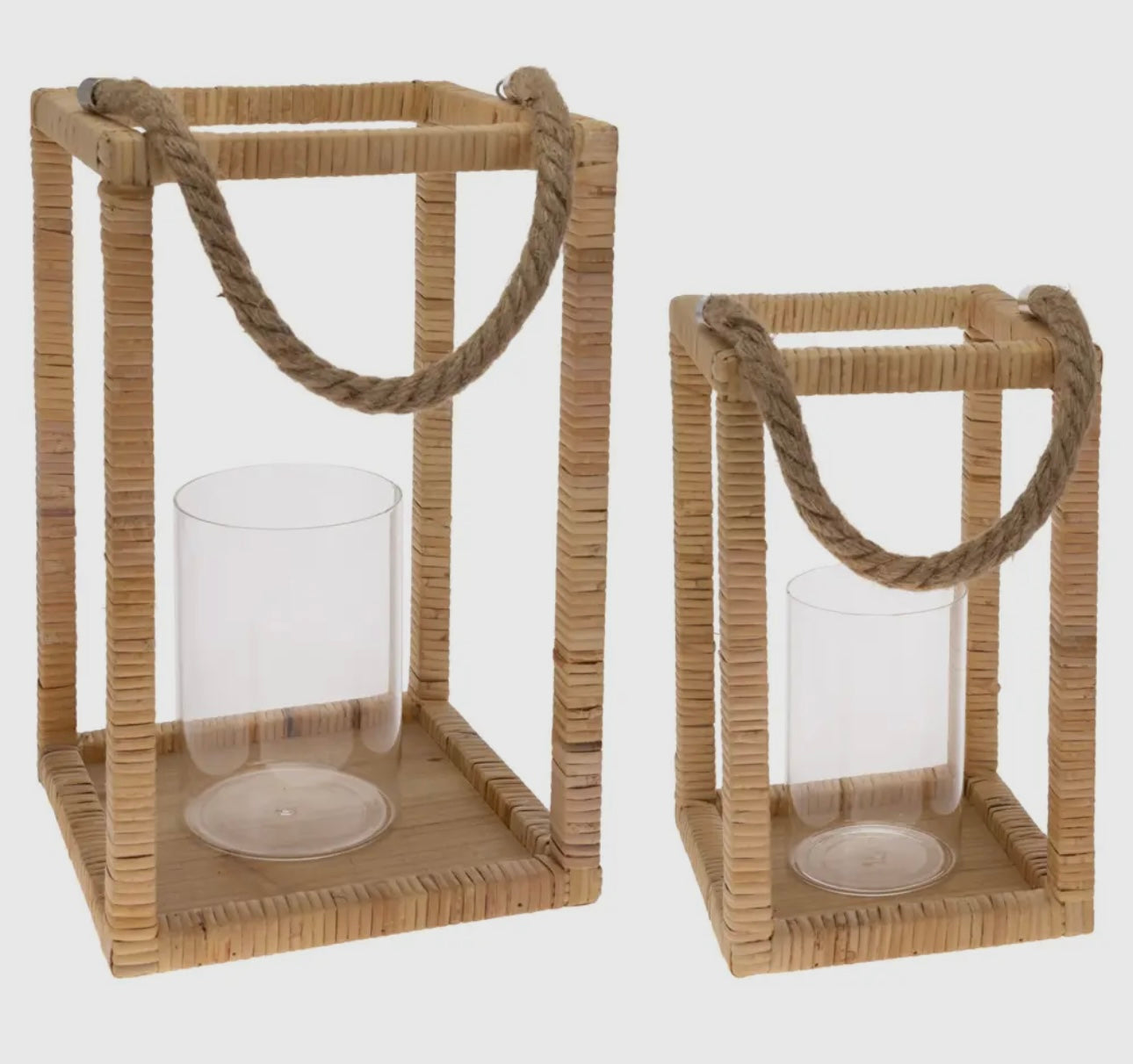 Set of 2 rattan wrapped lanterns